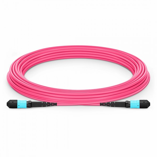Customized MPO-12 Jumper, 8-144 Fibers, Multimode (OM4), 0.35dB Max, Magenta 
