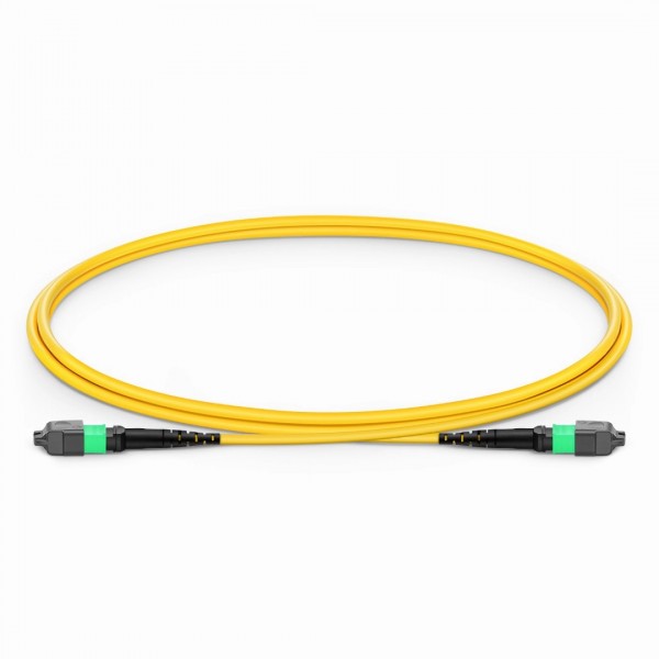 1m (3ft) MTP® Jumper, MTP®-12 APC (Female) to MTP®-12 APC (Female), 12 Fibers, Single Mode (OS2), Plenum (OFNP), 0.35dB Max, Type B, Yellow