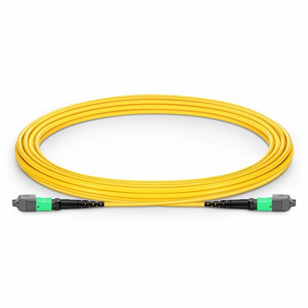 5m (16ft) MTP® Jumper, MTP®-12 APC (Female) to MTP®-12 APC (Female), 12 Fibers, Single Mode (OS2), Plenum (OFNP), 0.35dB Max, Type A, Yellow